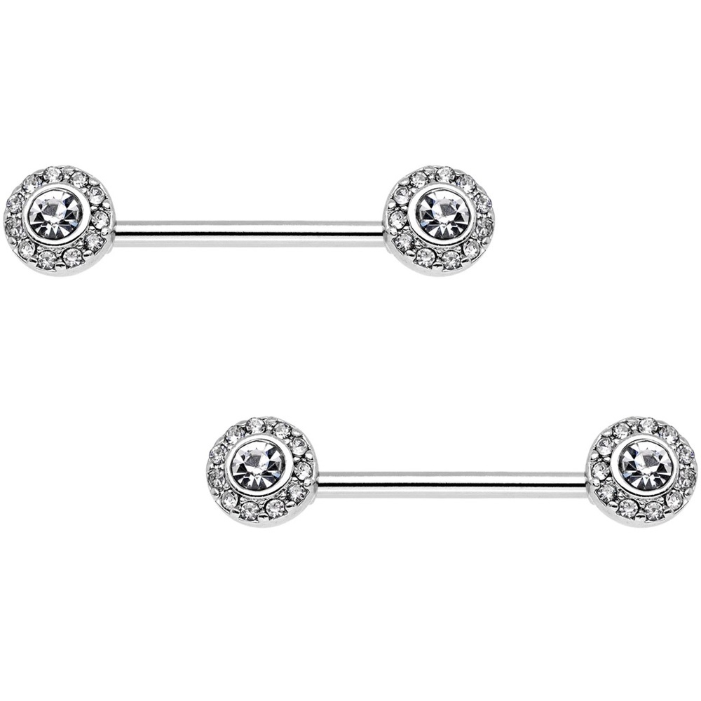Body Candy Clear Gem Barbell Nipple Ring Set